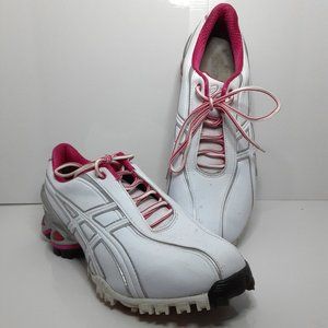 Asics Lady GEL Ace Golf Shoes Women Size 9 Cleats White Pink Silver P068Y